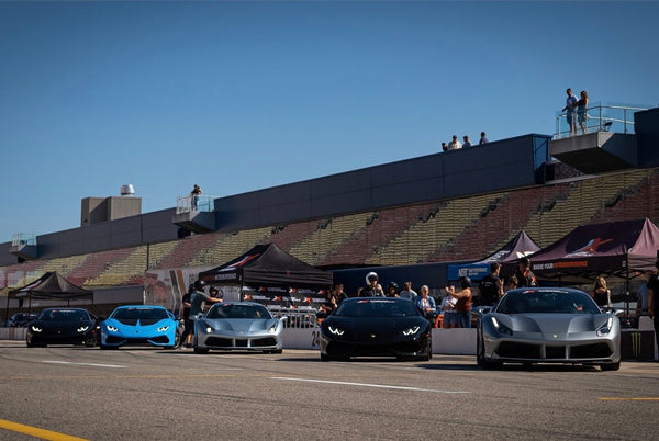 Red supercar on track