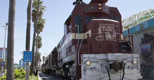 train by beach