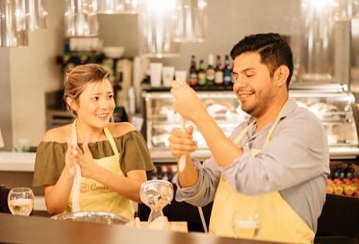 Couple making pasta