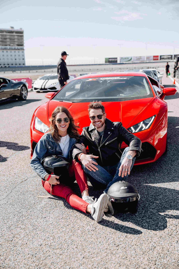 Silver Ferrari and cones