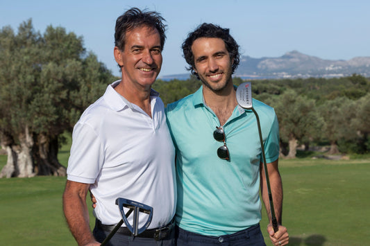 Golfers enjoying a game in sandy dunes