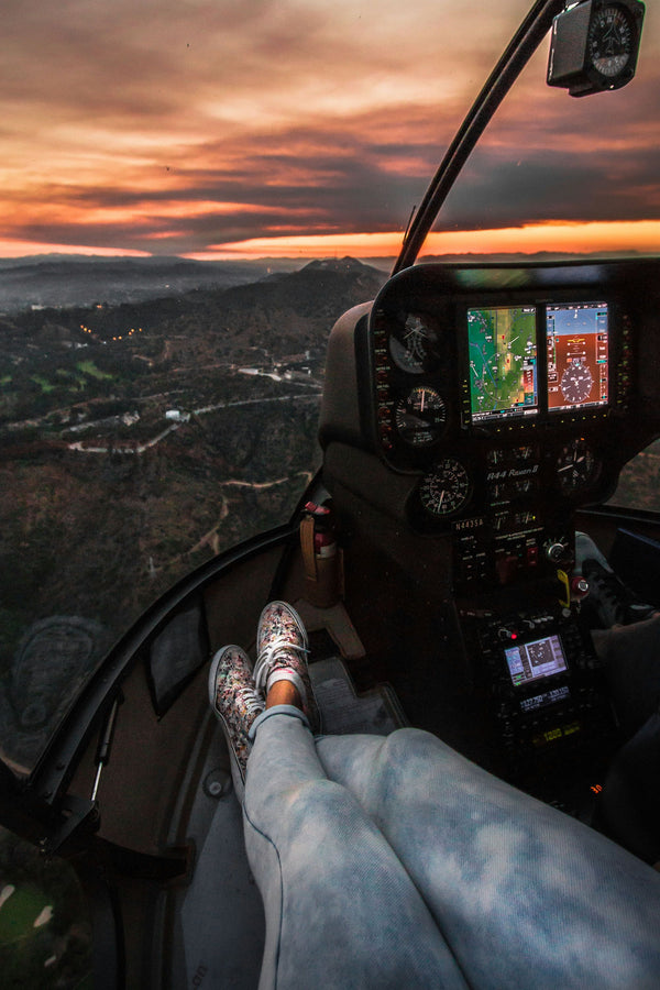 LA at night from inside heli