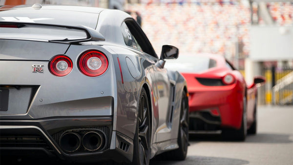 Nissan-GT-R premium grey with red taill lights