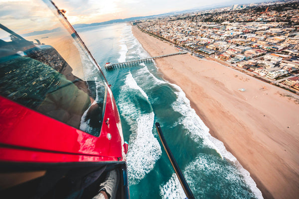 Side of helicopter over ocean