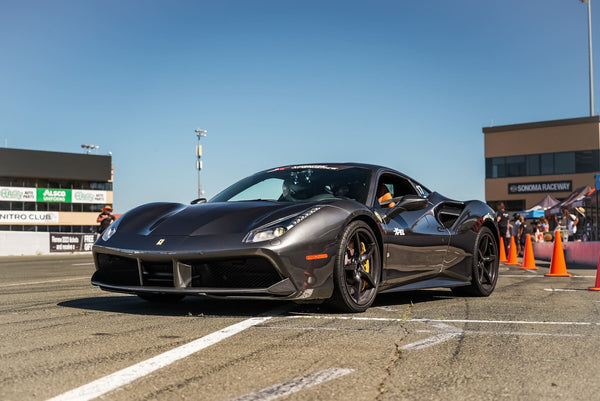 Yellow Ferrari on track