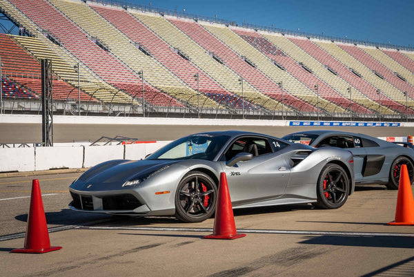 Red Ferrari going fast