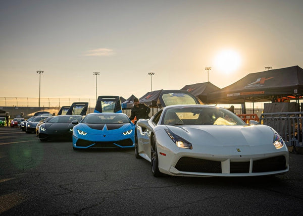 Supercars with sunset