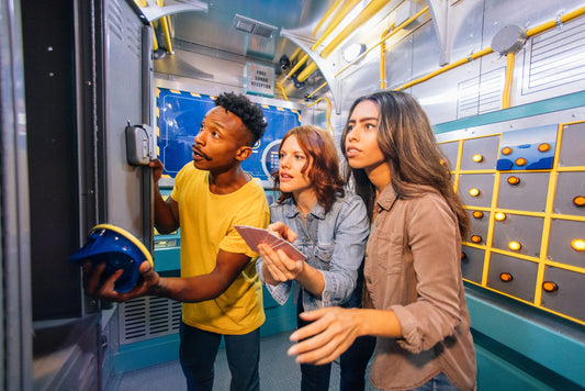 Three Participants Engaging in Puzzle Challenge