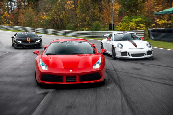 Three supercars on track