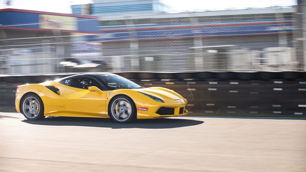 Silver Ferrari and cones