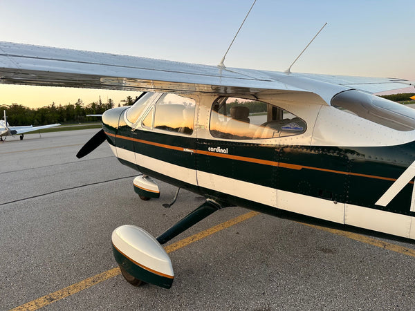 close up airplane at dusk