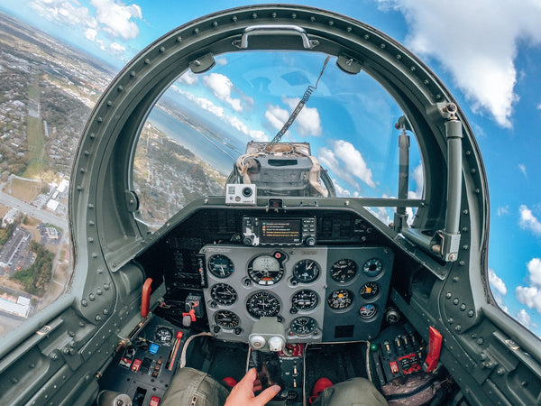 looking at earth from inside fighter jet