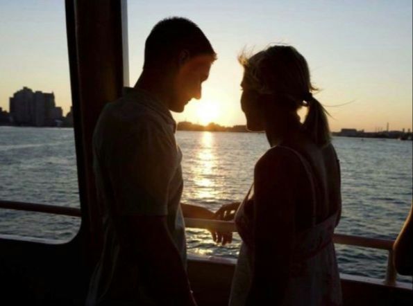 Couple on dinner cruise