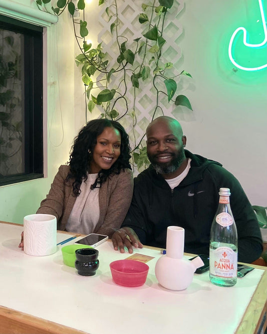 cute couple at pottery class