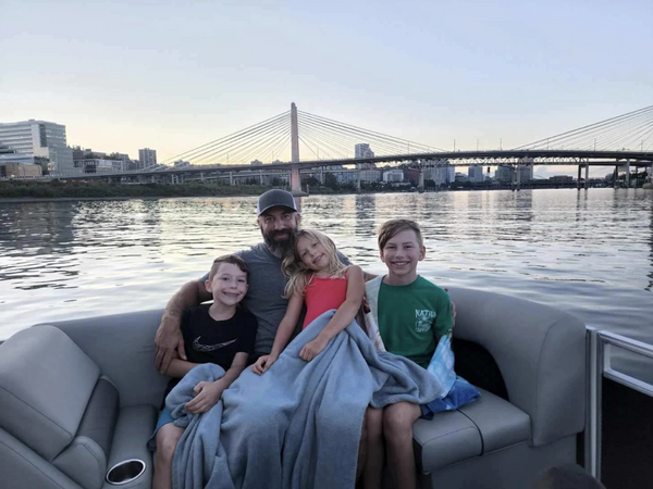 family on boat