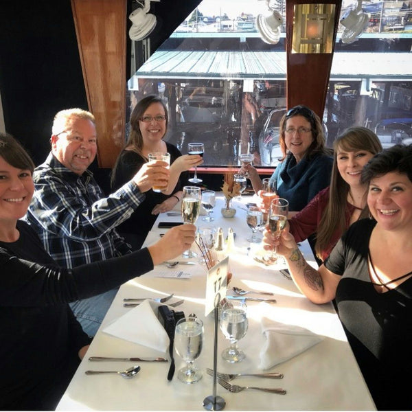 family dinner on boat