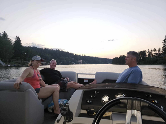 family on boat