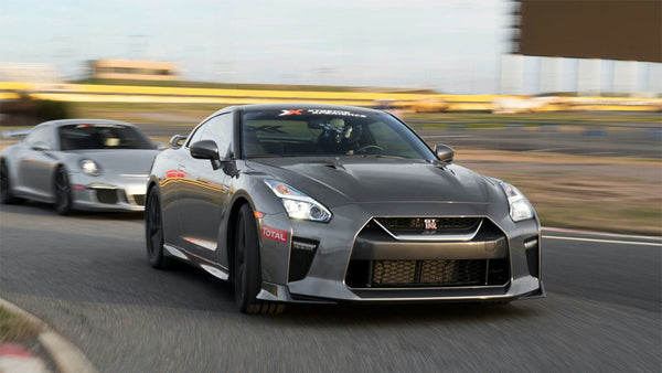 Nissan-GT-R premium grey with red taill lights