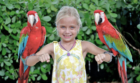 girl with two birds