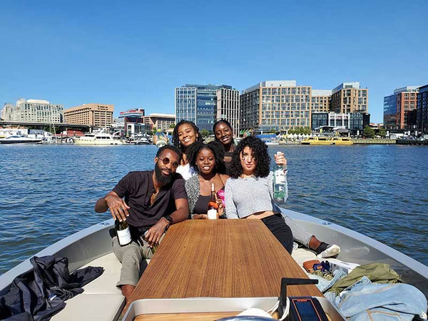 group photo on the boat