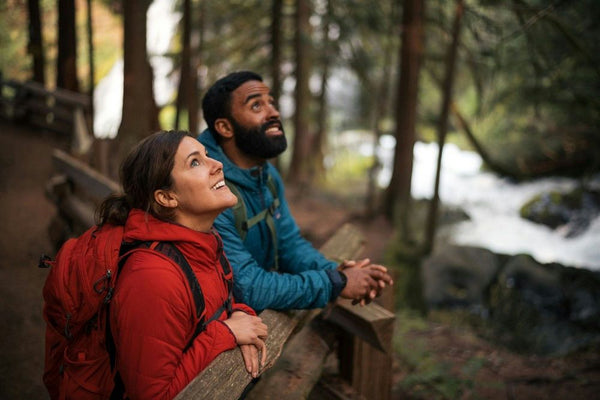 hikers looking up