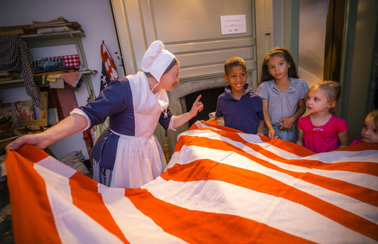 holding US flag