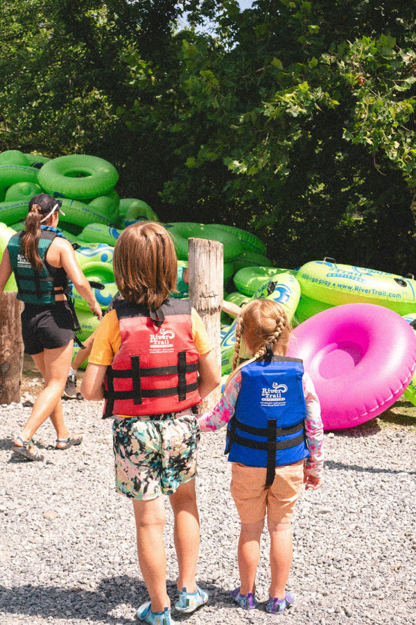 group with dog  tubing