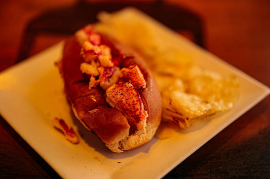 lobster roll with chips