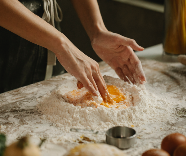 mixing pasta dough