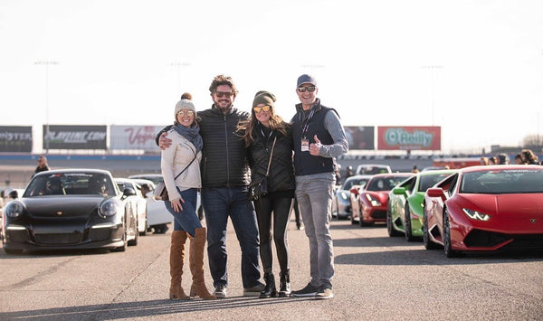 Green supercar on track