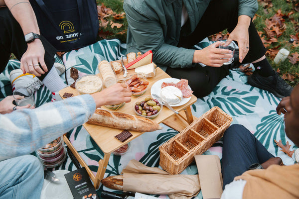 picnic table with food