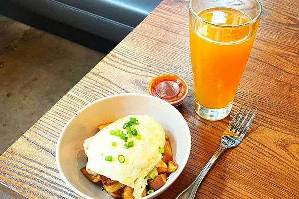 plated bowl with drink