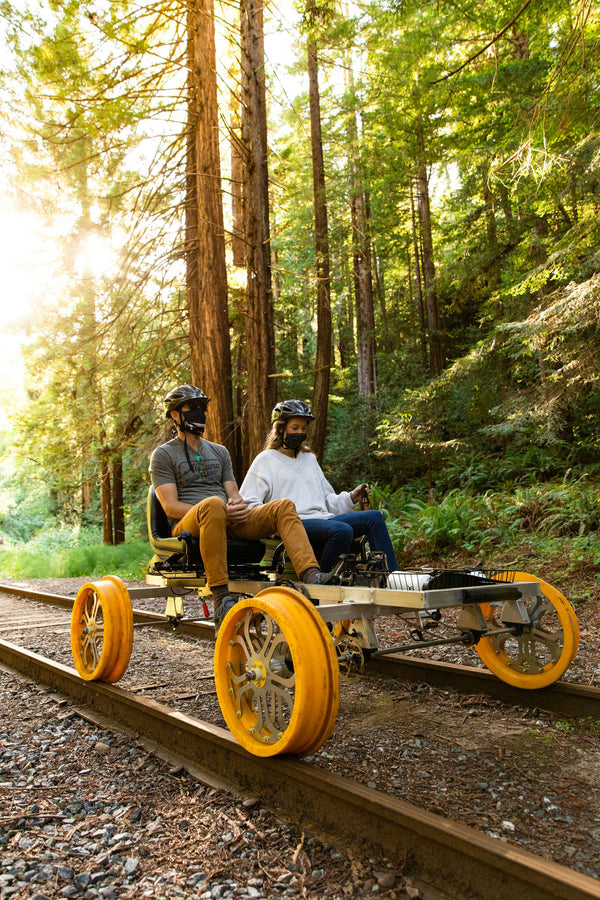 2 couples on railbikes