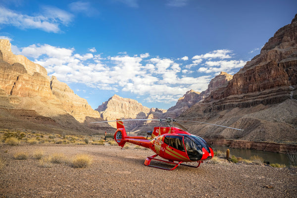 red helicopter with sky