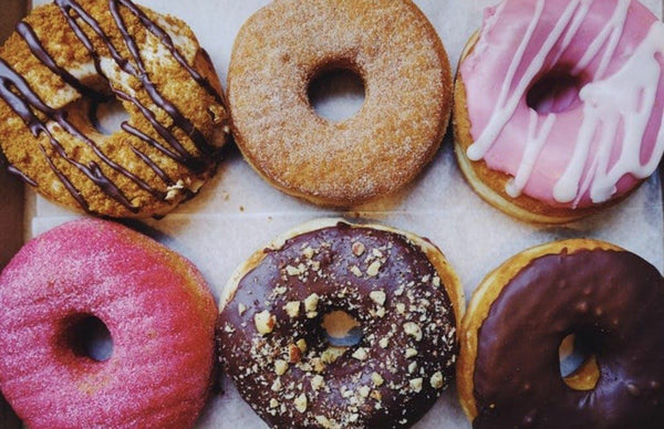 donut in a basket on a table