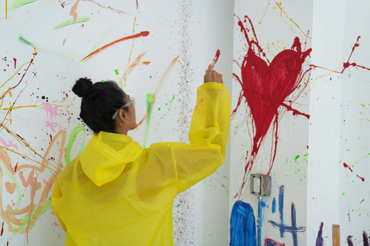 girl with painted heart