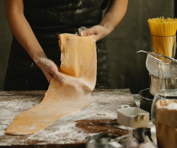 mixing pasta dough