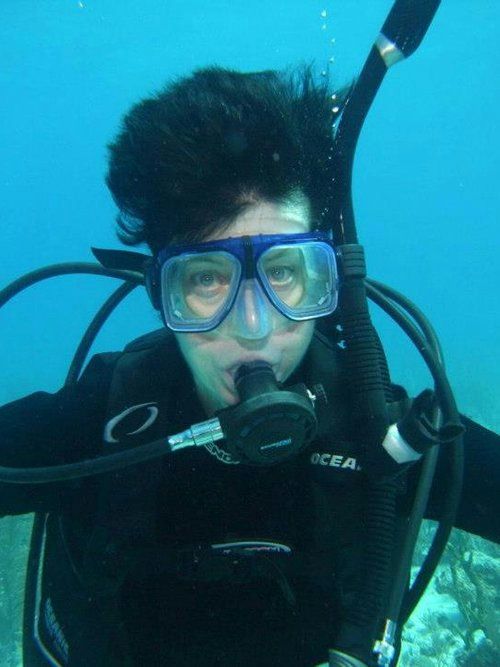 student underwater