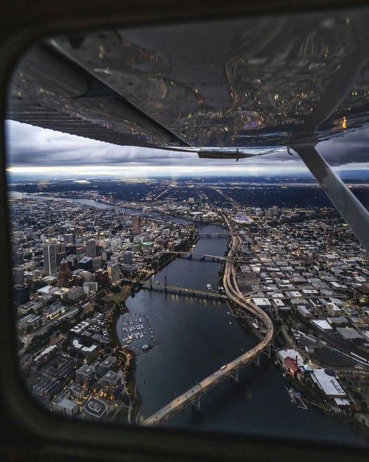 man flying airplane