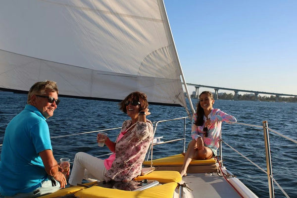 family on yacht