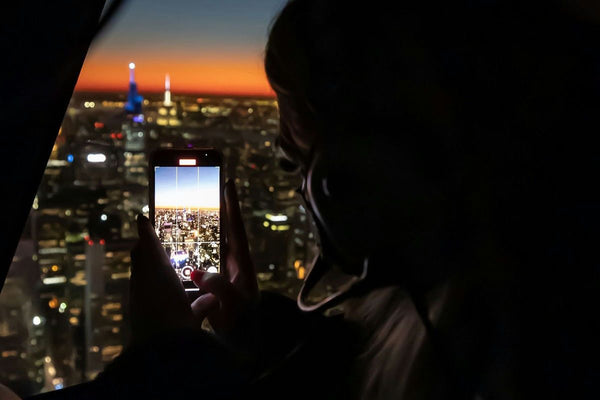 taking a picture in a helicopter