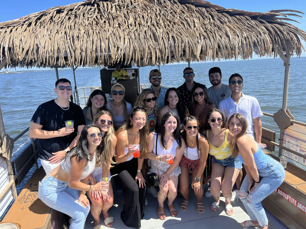 tiki boat group photo