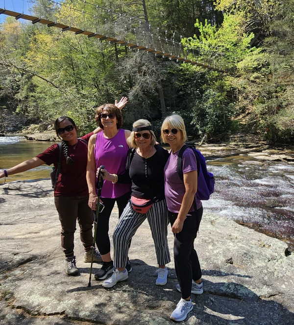 women on hike