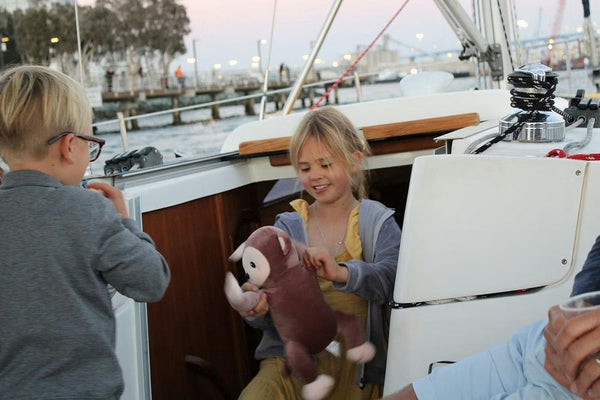 mother and son on yacht